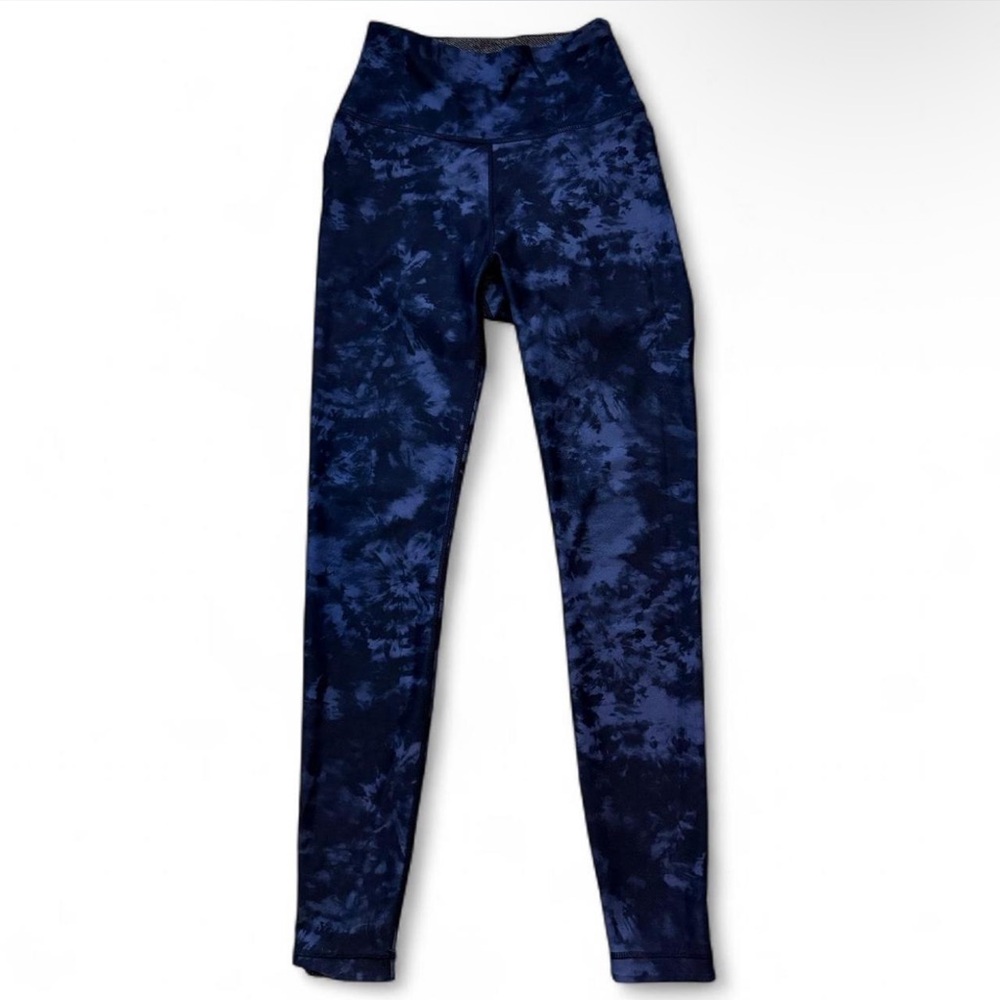 Wear It To Heart Tie Dye Blue & Gray High Waist Reversible Leggings - Picture 3 of 6